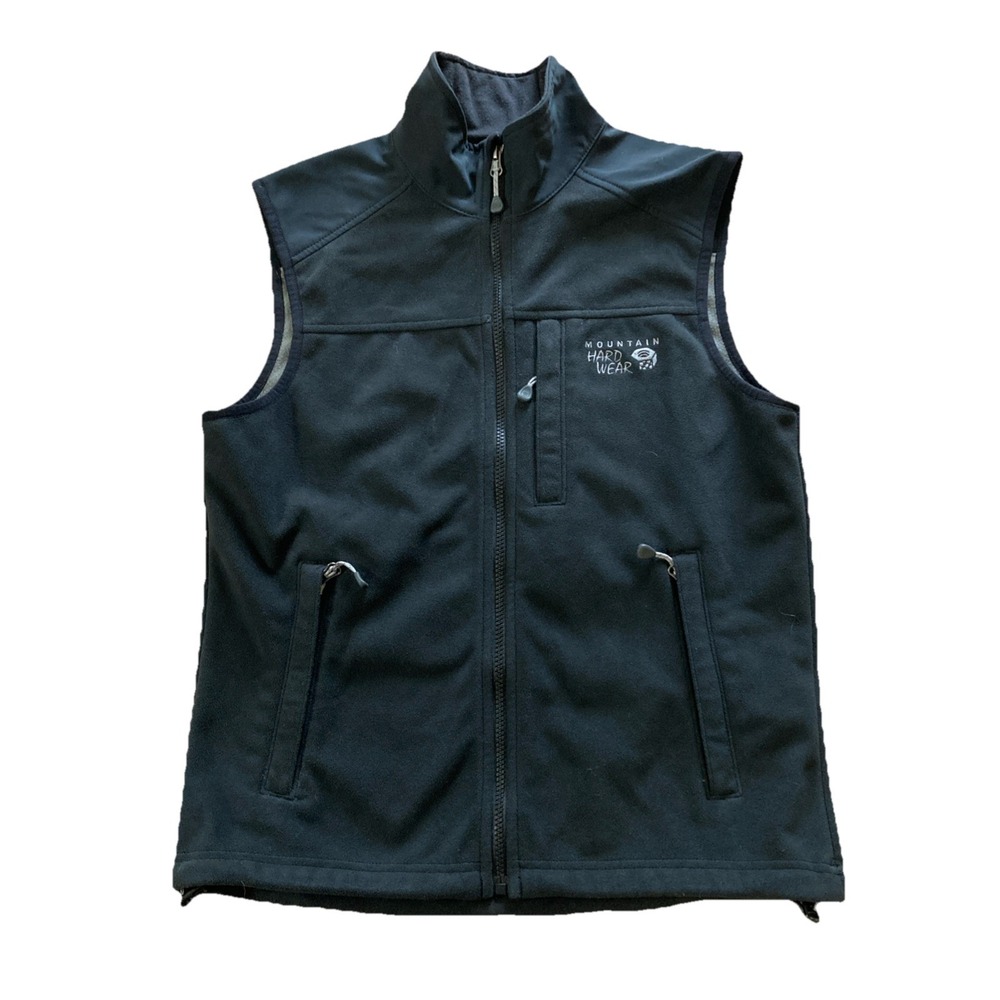Mountain Hardwear Mountain Tech Vest Sz S Black‎ Fleece Outdoor Hiking Full Zip